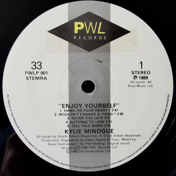 Kylie Minogue - Enjoy Yourself | PWL Records (PWLP 001) - 3 Kylie Minogue - Enjoy Yourself | PWL Records (PWLP 001) - 3