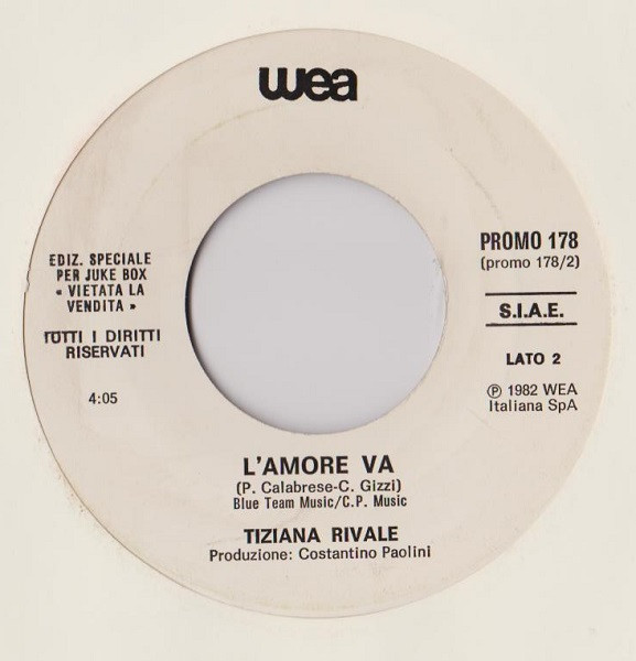 Ph.D. / Tiziana Rivale - Fifth Of May / L'Amore Va | WEA (PROMO 178) - 2