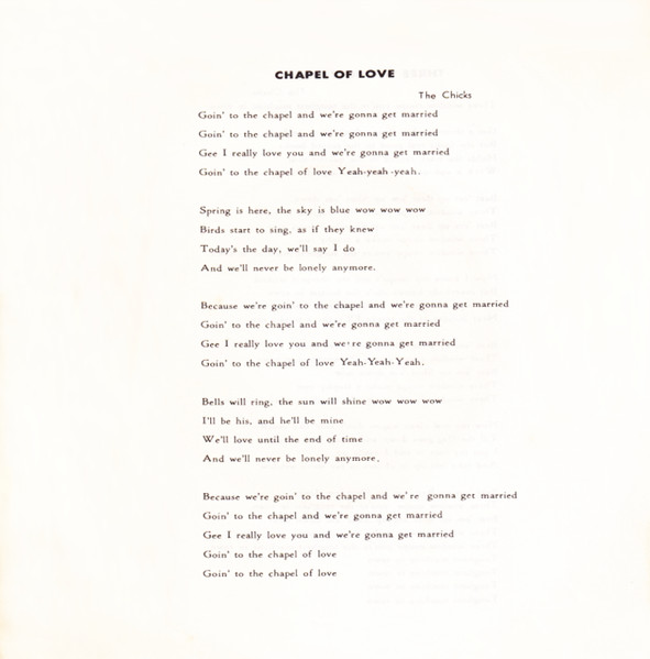 The Chicks - Chapel Of Love / Three Window Coupe | Polydor (DP-1378) - 3