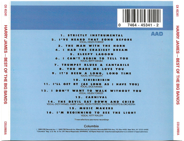 Harry James - Best Of Big Bands | Columbia (CK 45341) - 2