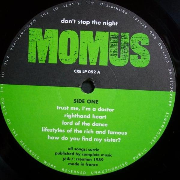 Momus - Don't Stop The Night | Creation Records (CRE LP 052) - 3 Momus - Don't Stop The Night | Creation Records (CRE LP 052) - 3