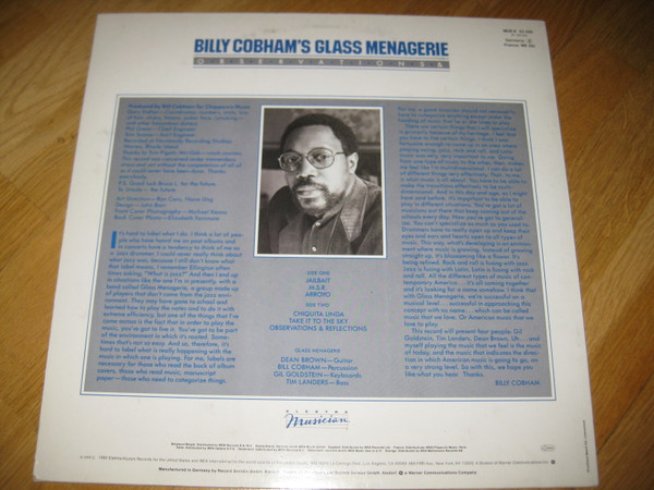 Billy Cobham's Glass Menagerie - Observations & | Elektra Musician (MUS K 52 386) - 2