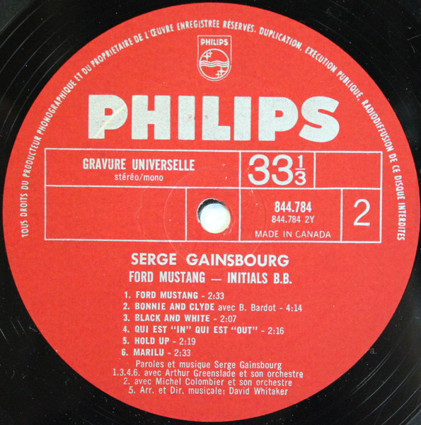 Serge Gainsbourg - Initials B.B. [Vinyl] | Philips (844 784) - 4