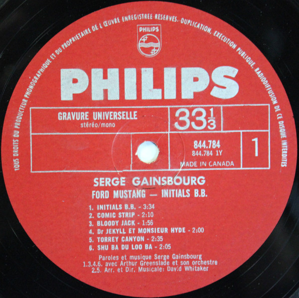 Serge Gainsbourg - Initials B.B. [Vinyl] | Philips (844 784) - 3