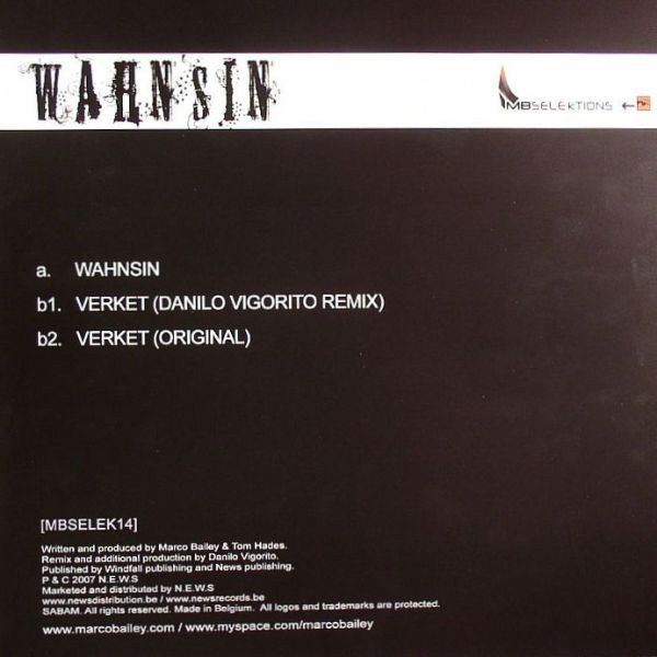 Marco Bailey - Wahnsin | MB Selektions (MBSELEK14) - 2