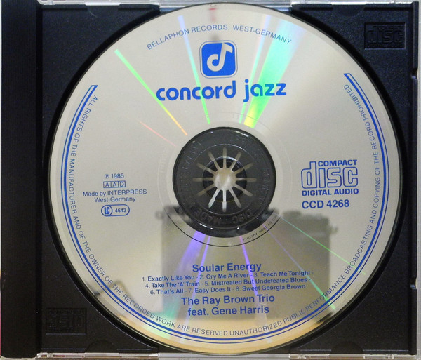 Ray Brown Trio Featuring Gene Harris - Soular Energy | Concord Jazz (CCD 4268) - 2