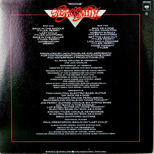 Aerosmith - "Rocks" | CBS (CBS 81379) - 2