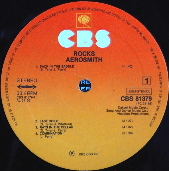 Aerosmith - "Rocks" | CBS (CBS 81379) - 3