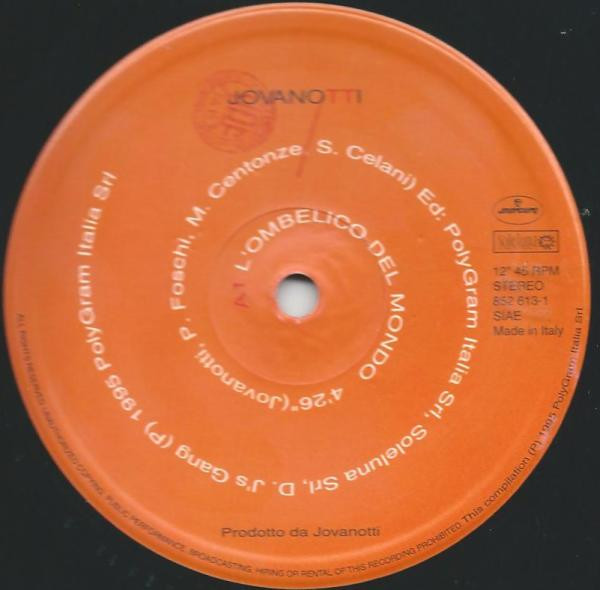 Jovanotti - L'Ombelico Del Mondo | Mercury (852 613-1) - 3