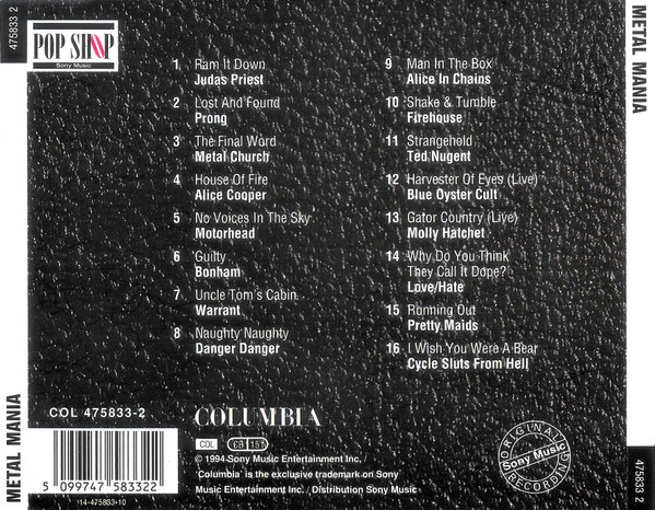 Various - Metal Mania | Columbia (COL 475833-2) - 2 Various - Metal Mania | Columbia (COL 475833-2) - 2