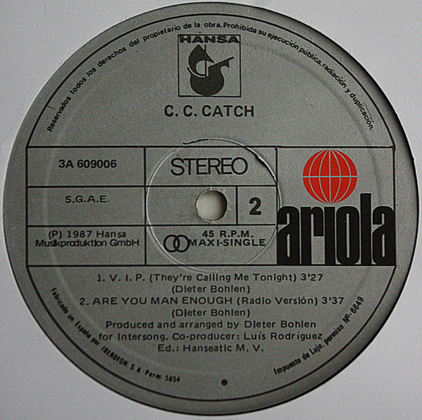 C.C. Catch - Are You Man Enough (Long Version - Muscle Mix) | Ariola (3A 609006) - 4