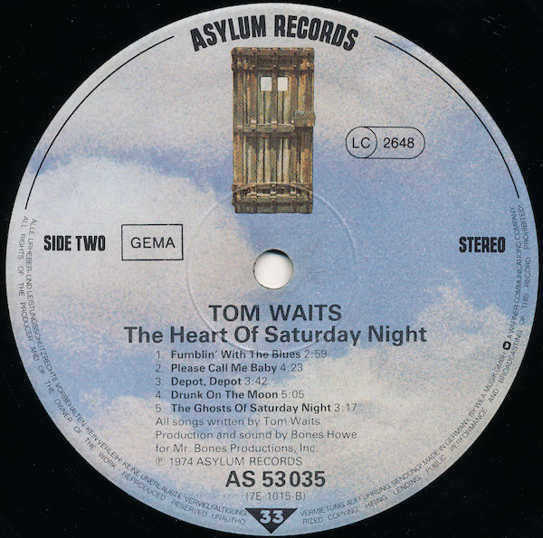 Tom Waits - The Heart Of Saturday Night | Asylum Records (AS 53 035) - 3 Tom Waits - The Heart Of Saturday Night | Asylum Records (AS 53 035) - 3