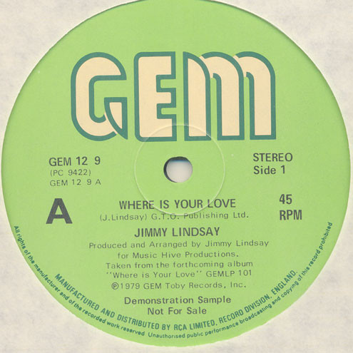 Jimmy Lindsay - Where Is Your Love / Daughters Of Babylon | GEM (GEM 12 9 D)