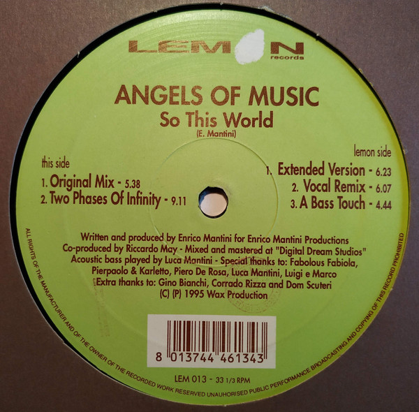 Angels Of Music - So This World | Lemon Records (LEM 013)