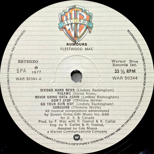 Fleetwood Mac - Rumours | Warner Bros. Records (WAR 56344) - main