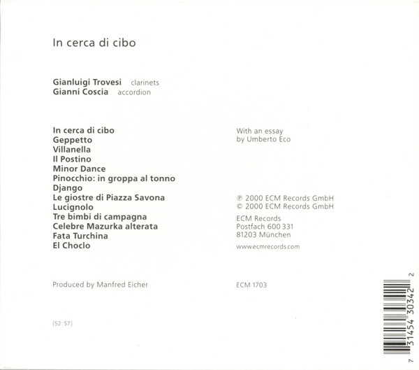 Gianluigi Trovesi / Gianni Coscia - In Cerca Di Cibo | ECM Records (ECM 1703) - 2 Gianluigi Trovesi / Gianni Coscia - In Cerca Di Cibo | ECM Records (ECM 1703) - 2