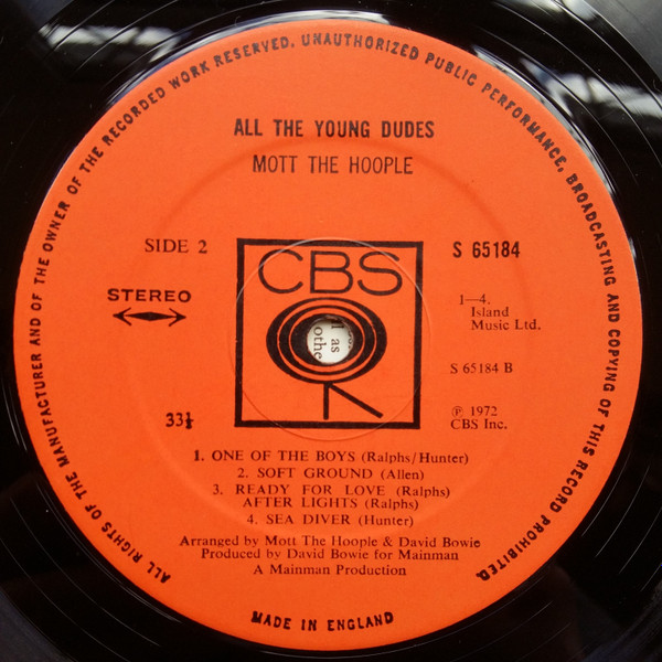 Mott The Hoople - All The Young Dudes | CBS (65184) - 4