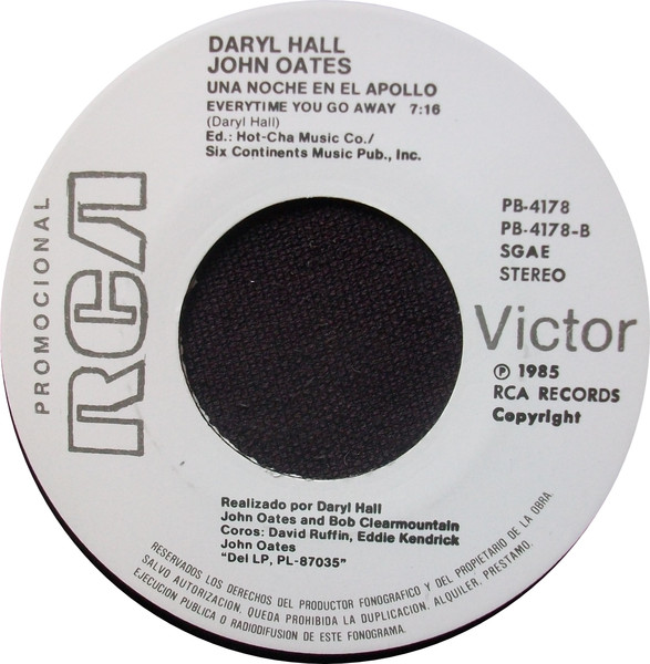 Daryl Hall & John Oates With David Ruffin & Eddie Kendricks - Una Noche En El Apollo | RCA Victor (PB-4178) - 4