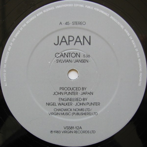 Japan - Canton / Visions Of China (Live) | Virgin (VS581-12) - 3