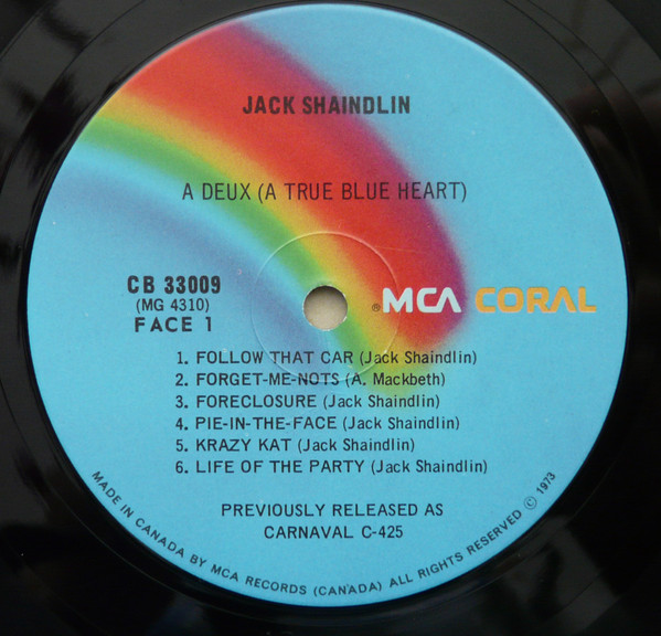 Jack Shaindlin - A Deux (A True Blue Heart) | MCA Coral (CB 33009) - 3 Jack Shaindlin - A Deux (A True Blue Heart) | MCA Coral (CB 33009) - 3