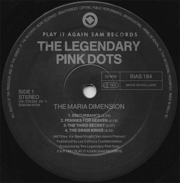 The Legendary Pink Dots - The Maria Dimension | Play It Again Sam Records (BIAS 184) - 3