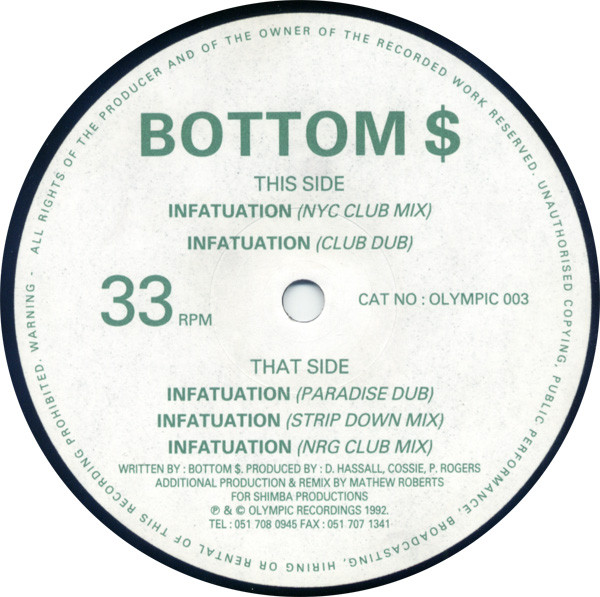 Bottom Dollar - Infatuation | Olympic Recordings (OLYMPIC 003) - main Bottom Dollar - Infatuation | Olympic Recordings (OLYMPIC 003) - main