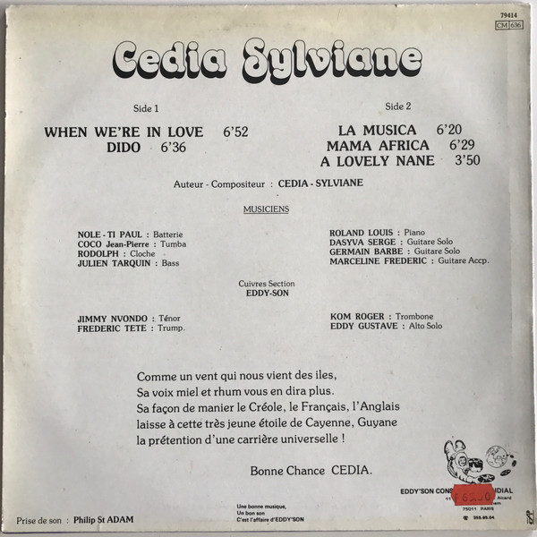 Sylviane Cédia - Cedia Sylviane | Disques Sonics (79414) - 2 Sylviane Cédia - Cedia Sylviane | Disques Sonics (79414) - 2