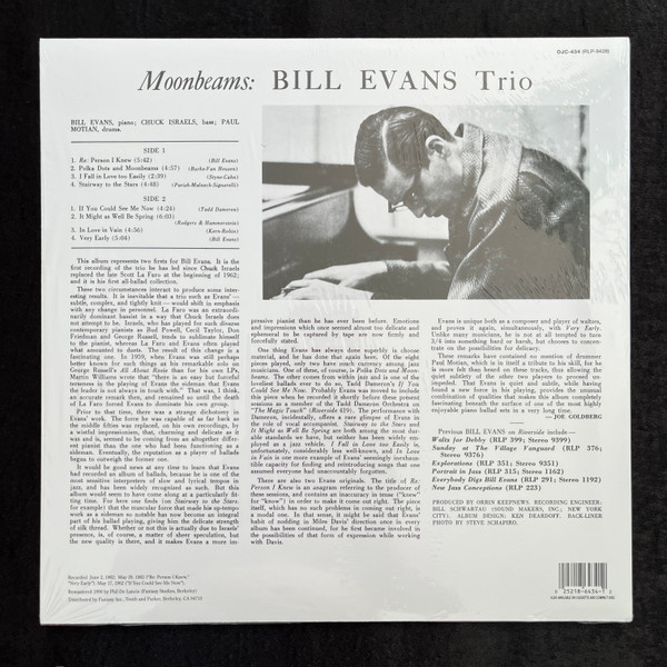 The Bill Evans Trio - Moon Beams | Original Jazz Classics (OJC-434) - 2