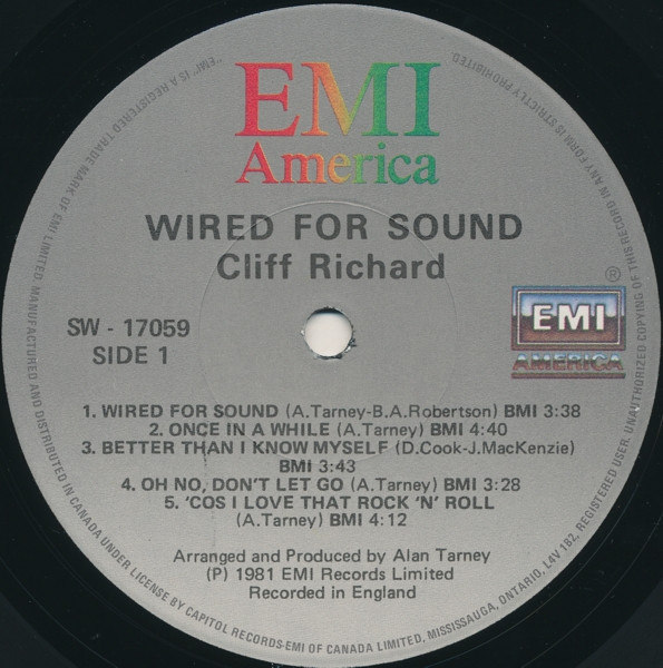 Cliff Richard - Wired For Sound | EMI America (SW-17059) - 3 Cliff Richard - Wired For Sound | EMI America (SW-17059) - 3