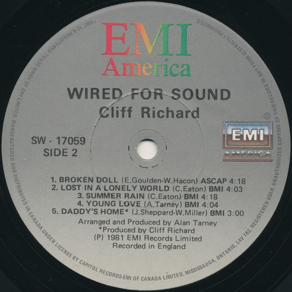 Cliff Richard - Wired For Sound | EMI America (SW-17059) - 4 Cliff Richard - Wired For Sound | EMI America (SW-17059) - 4