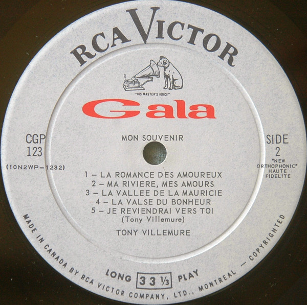 Tony Villemure - Mon Souvenir | RCA Victor (CGP-123) - 4 Tony Villemure - Mon Souvenir | RCA Victor (CGP-123) - 4