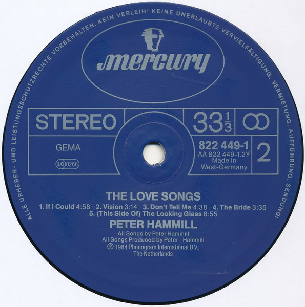Peter Hammill - The Love Songs | Mercury (822 449-1Q) - 4