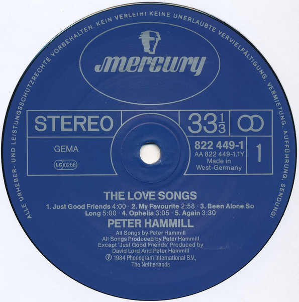 Peter Hammill - The Love Songs | Mercury (822 449-1Q) - 3