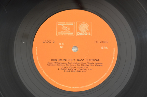 Jimmy Witherspoon , Coleman Hawkins , Earl Hines , Mel Lewis , Woody Herman , Roy Eldridge , Ben Webster - 1959 Monterey Jazz Festival | Everest Records Archive Of Folk & Jazz Music (FS-239) - 4