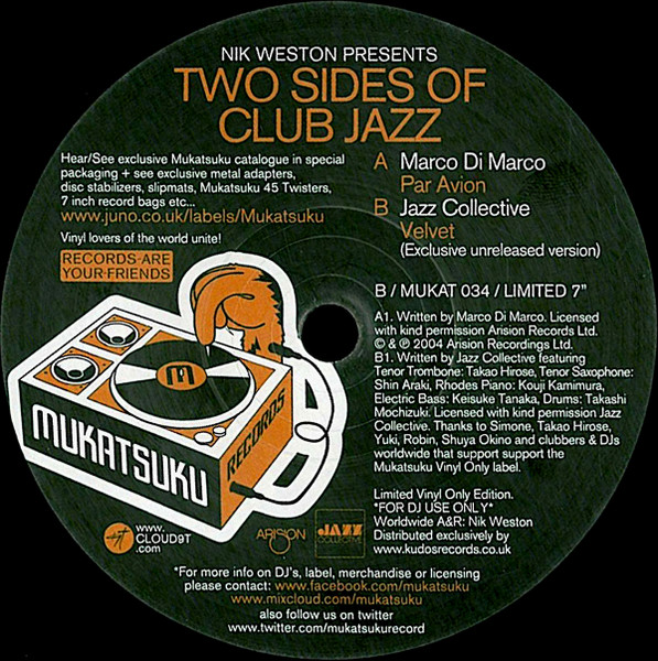 Nik Weston Presents Marco Di Marco / Jazz Collective - Two Sides Of Club Jazz | Mukatsuku Records (MUKAT 034) - main Nik Weston Presents Marco Di Marco / Jazz Collective - Two Sides Of Club Jazz | Mukatsuku Records (MUKAT 034) - main