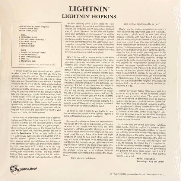 Lightnin' Hopkins - Lightnin' (The Blues Of Lightnin' Hopkins) | Destination Moon (DMOO027) - 2