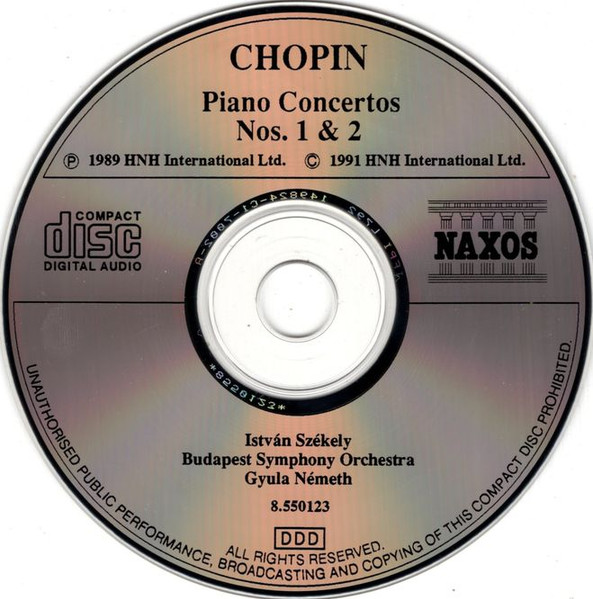 Frédéric Chopin - Istvan Szekely , Budapest Symphony Orchestra , Gyula Németh - Piano Concertos Nos. 1 & 2 | Naxos (8.550123) - 3