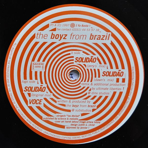 The Boyz From Brazil - Solidao | ¡Ya Basta! (YAB 001) - 3