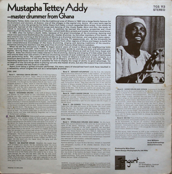 Mustapha Tettey Addy - Master Drummer From Ghana | Tangent Records (TGS 113) - 2