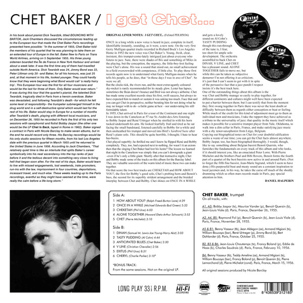 Chet Baker With Bobby Jaspar - I Get Chet | Cheesecake Records (166801) - 2