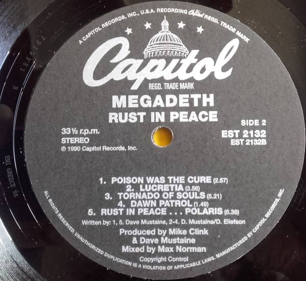 Megadeth - Rust In Peace | Capitol Records (EST 2132) - 4 Megadeth - Rust In Peace | Capitol Records (EST 2132) - 4