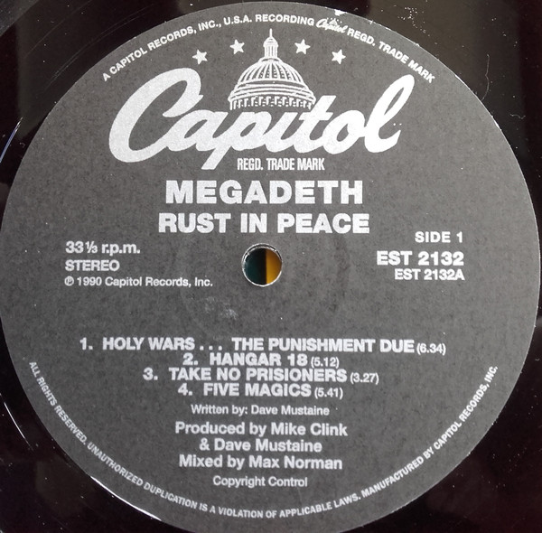 Megadeth - Rust In Peace | Capitol Records (EST 2132) - 3 Megadeth - Rust In Peace | Capitol Records (EST 2132) - 3