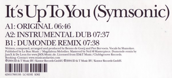 Rank 1 - It's Up To You (Symsonic) | Kontor Records (K362) - 2 Rank 1 - It's Up To You (Symsonic) | Kontor Records (K362) - 2