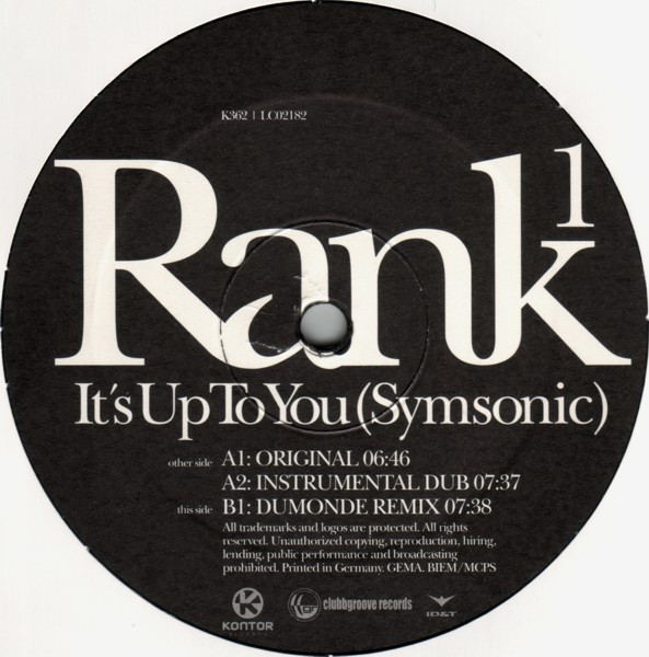Rank 1 - It's Up To You (Symsonic) | Kontor Records (K362) - 4 Rank 1 - It's Up To You (Symsonic) | Kontor Records (K362) - 4