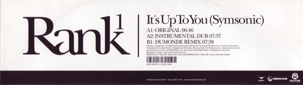 Rank 1 - It's Up To You (Symsonic) | Kontor Records (K362) - main Rank 1 - It's Up To You (Symsonic) | Kontor Records (K362) - main