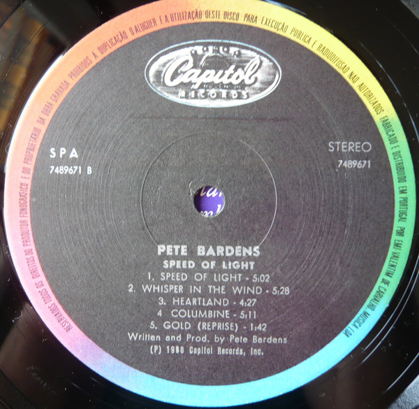 Peter Bardens - Speed Of Light | Capitol Records (7489671) - 4