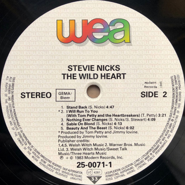 Stevie Nicks - The Wild Heart | WEA (25-0071-1) - 3