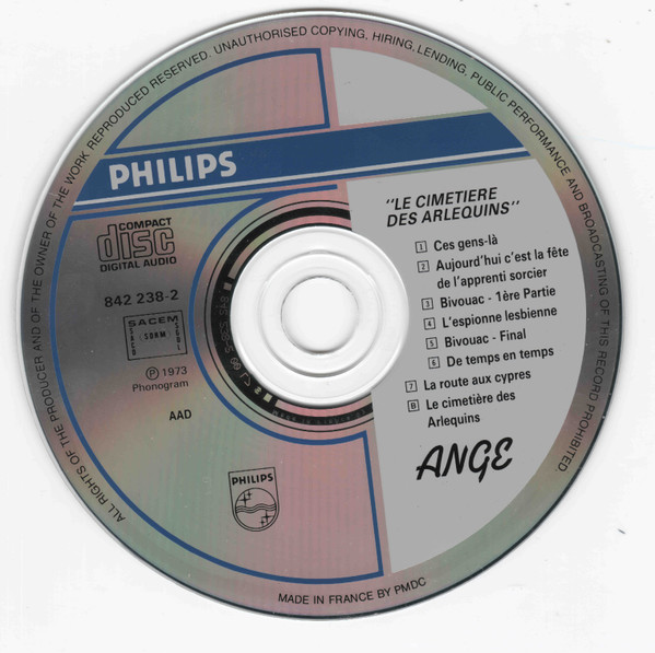 Ange - Le Cimetière Des Arlequins | Philips (842 238-2) - 3 Ange - Le Cimetière Des Arlequins | Philips (842 238-2) - 3