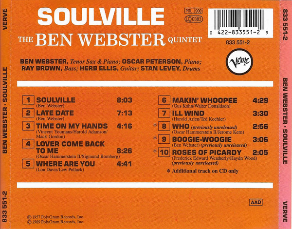The Ben Webster Quintet - Soulville | Verve Records (833 551-2) - 2 The Ben Webster Quintet - Soulville | Verve Records (833 551-2) - 2