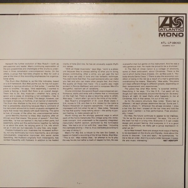 Max Roach - Drums Unlimited | Atlantic (ATL - LP 09063) - 4 Max Roach - Drums Unlimited | Atlantic (ATL - LP 09063) - 4